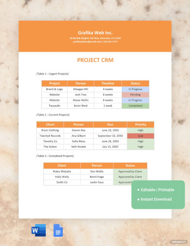 Project CRM Template