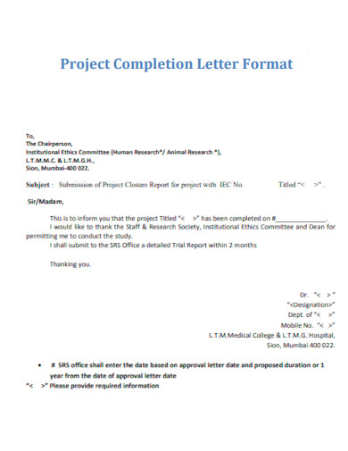 Project Completion Letter
