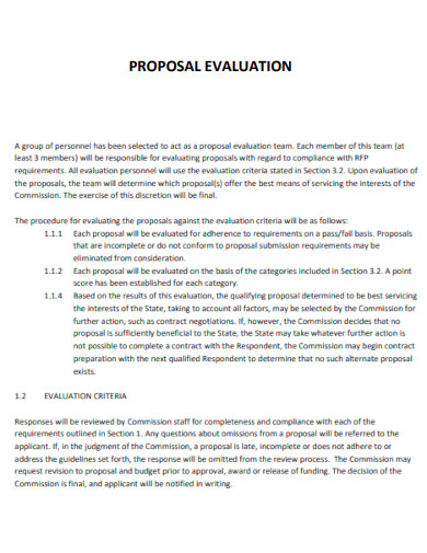 Proposal Evaluation