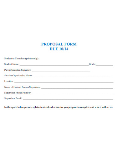 Proposal Form Due