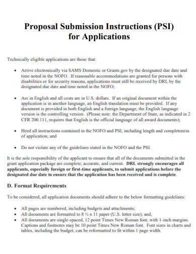 Proposal Submission Instructions for Applications