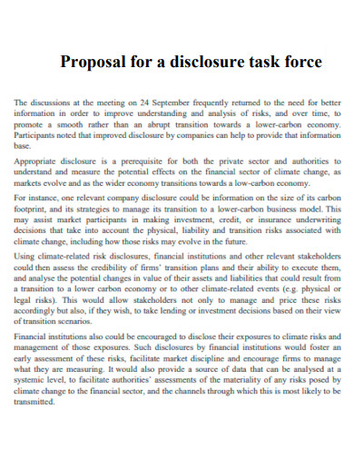 Proposal for a Disclosure Task Force
