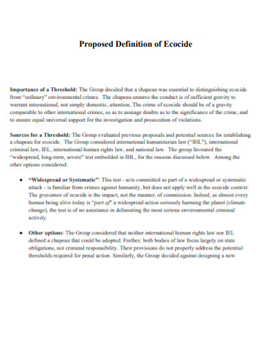 Proposed Definition of Ecocide