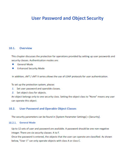 Protect User Password and Object Security