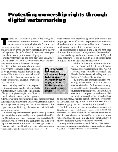 Protecting Ownership Rights Through Watermarking