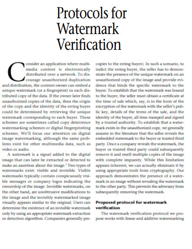 Protocols for Watermark Verification