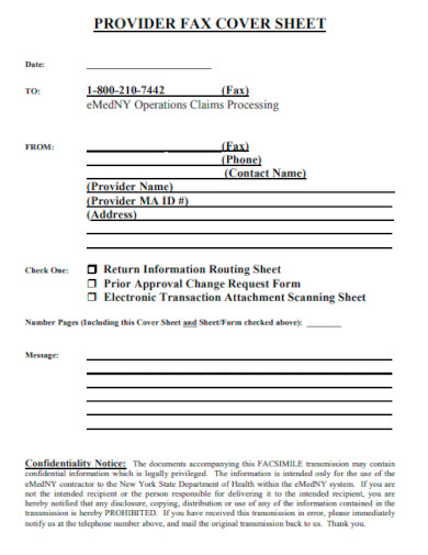 Provider Fax Cover Sheet