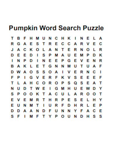 Pumpkin Word Search Puzzle