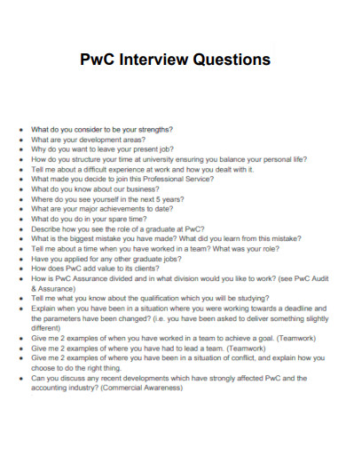 PwC Interview Questions