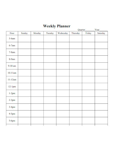 Quarter Weekly Planner