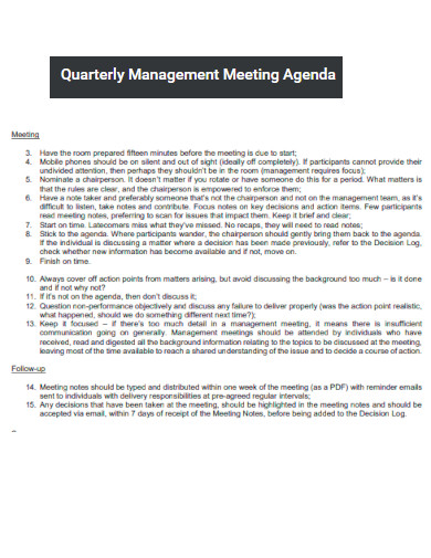 Quarterly Management Meeting Agenda