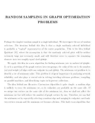 Random Sampling in Graph Optimization Problems