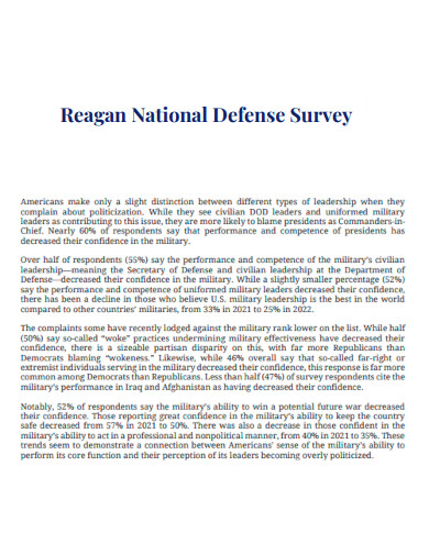 Reagan National Defense Survey