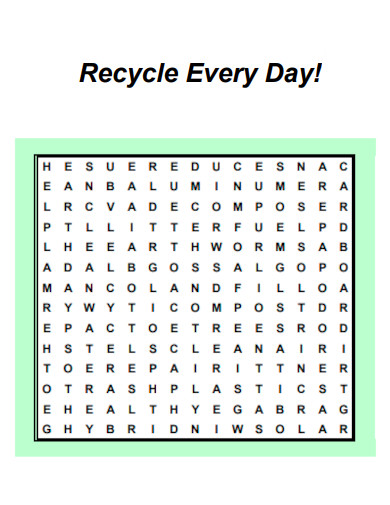 Recycle Every Day Word Search