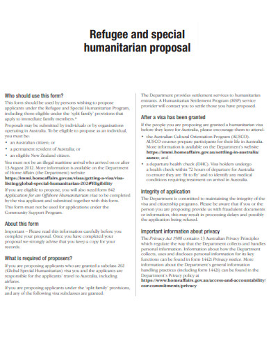 Refugee and Special Humanitarian Proposal