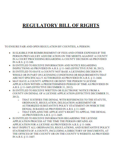 Regulatory Bill of Rights