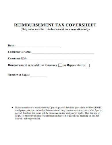 Reimbursement Fax Cover Sheet