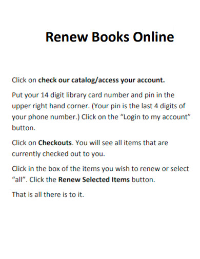 Renew Books Online