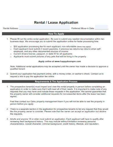 Rental Application Process