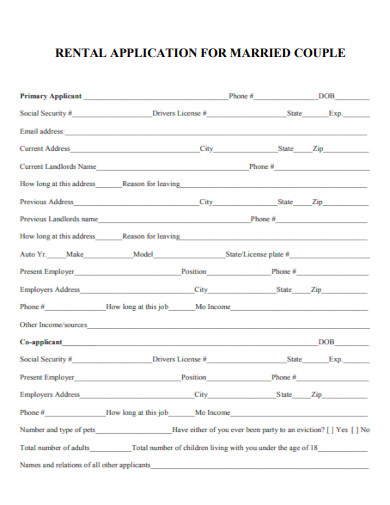 Rental Application for Married Couples