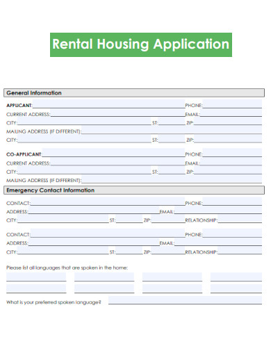 Rental Housing Application