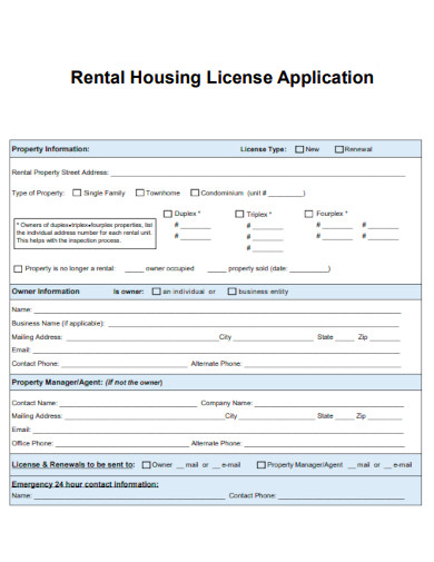 Rental Housing License Application