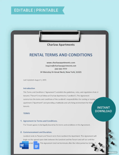 Rental Terms And Conditions Template