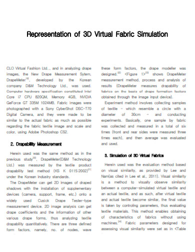 Representation of 3D Virtual Fabric Simulation