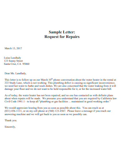 Request Letter for Repairs