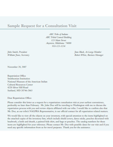 Request Letter for a Consultation Visit
