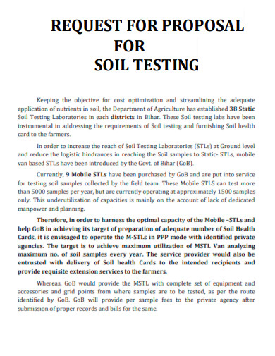 Request Proposal for Soil Testing