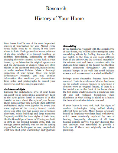 Research History of Home