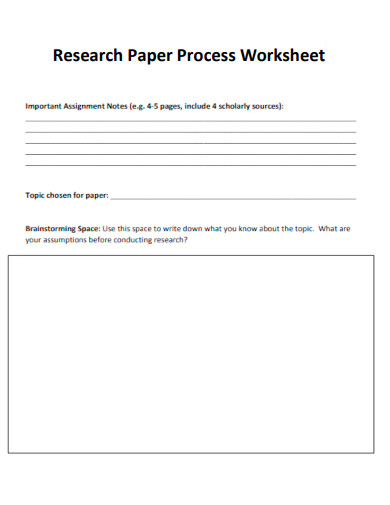 Research Paper Process Worksheet
