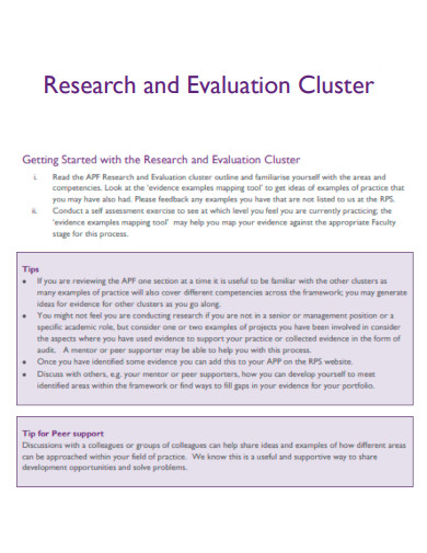 Research and Evaluation Cluster