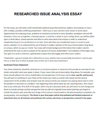 Researched Issue Analysis Essay