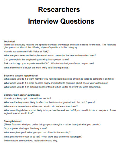 Researchers Interview Questions