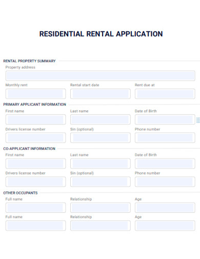 Residential Rental Application Form