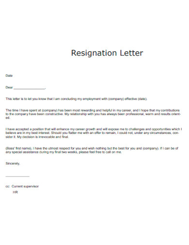 Resignation Letter with Effective Date