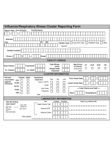 Respiratory Illness Cluster Reporting Form