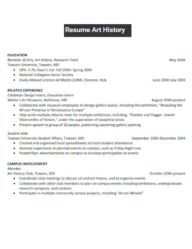 Resume Art History