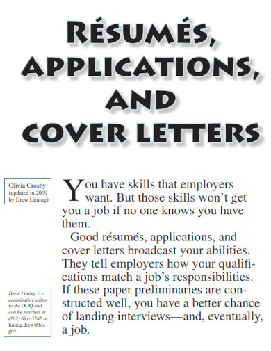 Resumes Applications and Cover Letters