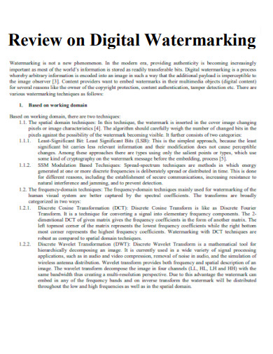 Review on Digital Watermarking
