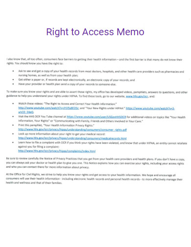 Right to Access Memo