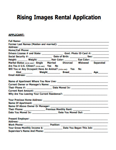 Rising Images Rental Application