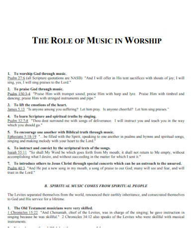 Role of Music in Worship