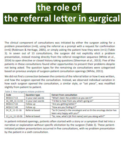 Role of Referral Letter in Surgical Consultation