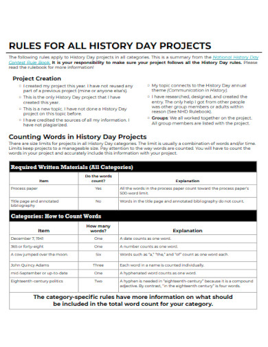 Rules for History Day Projects