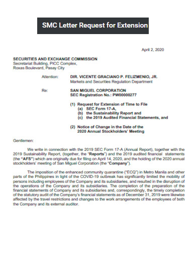 SMC Letter Request for Extension