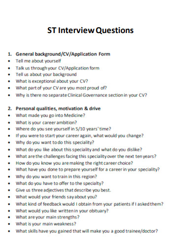 ST Interview Questions