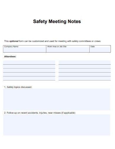 Safety Meeting Notes
